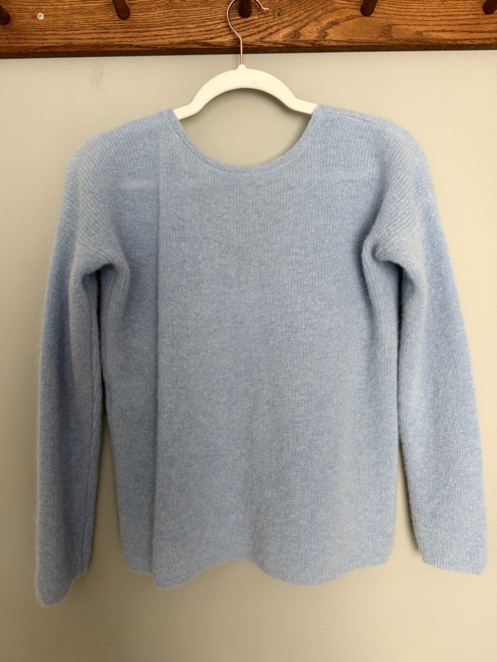 Sezane "Barry" Super Kid Mohair Baby Alpaca Light Blue V-Neck Cardigan Sweater - Picture 9 of 17